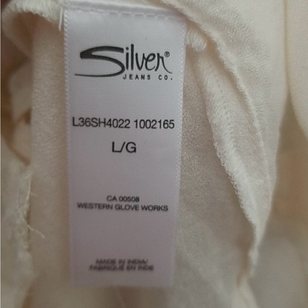 Silver Jeans Off White Embroidered & Embellished Boho Top - Large NWT. FABULOUS! - Picture 11 of 12